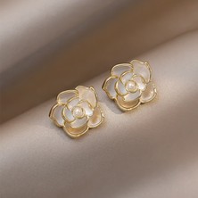 Babmu Kamelya Vintage Fransız Niş Tasarım Inci Küpe (Yurt Dışından)