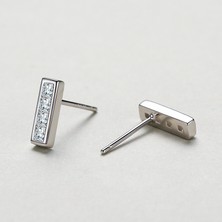 Babmu S925 Gümüş Geometrik Set Zirkon Premium Yüz Küpe (Yurt Dışından)