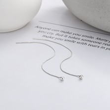 Babmu S925 Gümüş Uzun Yuvarlak Boncuklu Trendy Küpe (Yurt Dışından)