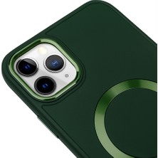 Casen iPhone 11 Pro Magsafe Mat Yeşil Kablosuz Şarj Kılıfı