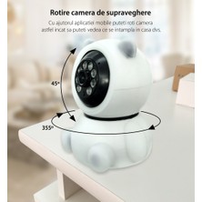 Qasul Ip Wifi 360° 1080P Güvenlik Kamerası Gece Görüşlü LED Işıklı Alarmlı Kamerası Panda Kılıflı