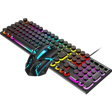 Valkyrie T-Wolf TF270 Rainbow Rgb Mekanik Hisli Gaming Klavye Mouse Seti Punk Keycap Ingilizce