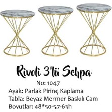 Bengi Ticaret Brc Zigon Rivoli Model Beyaz Mermer Temper Cam Metal Gold Renk Kaplama El Yapım
