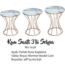 Bengi Ticaret Brc Zigon Kumsaat Model Şık Beyaz Mermer Temper Cam Metal Roza Renk El Yapım