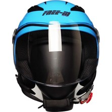 Ebakbak  Motosiklet Yarım Camlı Çocuk Kaskı Ce Sertfikalı Abs Matreıl Motor Kaskı Dog Blue