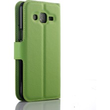 Seashell Digital Samsung Galaxy J3/j3 (2016) Için Litchi Skin Deri Cüzdan Kılıf Kapağı Katlanabilir Stand Tasarım - Yeşil (Yurt Dışından)