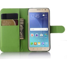 Seashell Digital Samsung Galaxy J3/j3 (2016) Için Litchi Skin Deri Cüzdan Kılıf Kapağı Katlanabilir Stand Tasarım - Yeşil (Yurt Dışından)