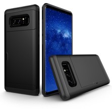 Seashell Digital Samsung Galaxy Note 8 N950 Için Gizli Kart Tutucu Pc+Tpu Hibrit Mobil Kılıf - Siyah (Yurt Dışından)