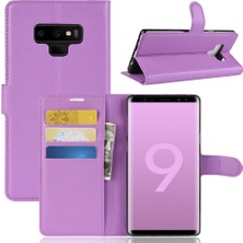 Seashell Digital Litchi Doku Cüzdan Stand Samsung Galaxy Note 9 - Mor Için Deri Cep Telefonu Kapağı (Yurt Dışından)