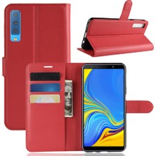 Seashell Digital Samsung Galaxy A7 Için Litchi Skin Pu Deri Koruma Telefon Kabuğu Cüzdan Stand Tasarımı - Kırmızı (Yurt Dışından)