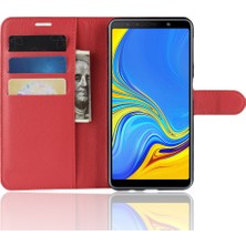 Seashell Digital Samsung Galaxy A7 Için Litchi Skin Pu Deri Koruma Telefon Kabuğu Cüzdan Stand Tasarımı - Kırmızı (Yurt Dışından)