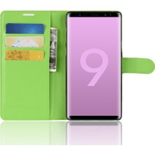 Seashell Digital Litchi Doku Cüzdan Stand Samsung Galaxy Note 9 - Yeşil (Yurt Dışından)