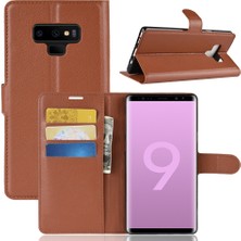 Seashell Digital Litchi Doku Cüzdan Stand Samsung Galaxy Note 9 - Brown Için (Yurt Dışından)