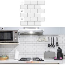 Technosmart 1Adet 3D Kendinden Yapışkanlı 30×30CM Kaplama Seramik Görünüm Beyaz Duvar Sticker Mutfak Banyo