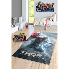 Confidence Home Makinede Yıkanabilir Kaymaz Taban Leke Tutmaz Gri Süper Kahraman Desenli Bebek ve Çocuk Odası Halısı