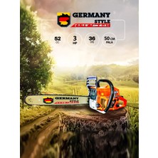 Germany Style Germanystyle GRM-9063 3 Hp Benzinli Ağaç Kesme Motoru Bıçkı 52 cc Benzin Motorlu Testere