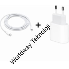 Worldway Apple Iphone 14/14 Pro Max Uyumlu Yeni Nesil Hızlı Şarj Aleti Seti Usb-C KABLO+20W Adaptör