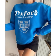 Amor Face Özel Tasarım Oxford Baskılı 3 Iplik Şardonlu %100 Pamuk Oversize Kadın Sweatshırt