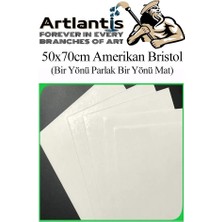 Artlantis Amerikan Bristol Karton 35 x 50 cm 50 Adet 220 gr Bir Tarafı Parlak Bir Tarafı Mat Kağıt Biristol Karton