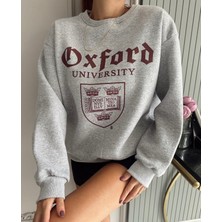 Amor Face Özel Tasarım Oxford Baskılı %100 Pamuk 3 Iplik Şardonlu Oversize Kadın Sweatshırt