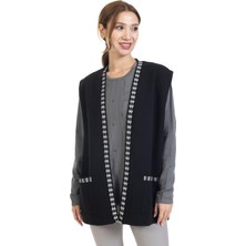 Mutlu City Kadın Orta Yaş ve Üzeri Triko Örgü Sade Desen Düğmesiz Anne Yelek 338