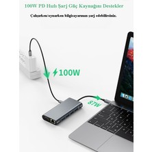 Loges 11IN1 USB C Hub Type-C HDMI 4K Thunderbolt 3 Docking Station Laptop Adaptör Aux Sd Tf Kart RJ45 Vag