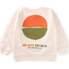 Cigit Bıg Olıta Baskılı Sweatshirt 2-10 Yaş Ekru