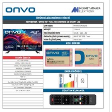 Onvo 43OV6000F 43" 109 Ekran Uydu Alıcılı Full HD Android Smart LED TV