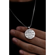 Osmanlı Gümüş  Nazar Dualı ve Ayetel Kürsi Erkek Gümüş Kolye Zincir