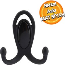 Badem10 Metax Uzay Askı Vestiyer Duvar Askısı Metal Dolap Elbise Askılığı Mat Siyah Siyah Kapak