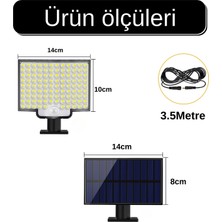 Hangast Dış Mekan Güneş Enerjili Solar Hareket Sensörlü Kumandalı Duvar Lambası 106 Ledli Aydınlatma