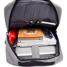 Manhao Iş Çantası USB Şarjlı Okul Çantası Seyahat Suya Dayanıklı Laptop Çantası Sırt Çantası Sırt Çantası (Yurt Dışından)