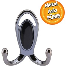 Badem10 Metax Uzay Askı Vestiyer Duvar Askısı Metal Dolap Elbise Askılığı Füme Siyah Kapak