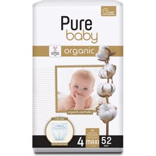 Pure Baby Organik Bebek Bezi 4 Beden Maxi 52'li Jumbo Paket