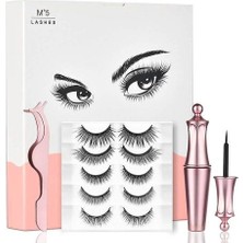 Manyetik Eyeliner ve Kirpik Kiti ile 5 Çift Manyetik Kirpik (Yurt Dışından)