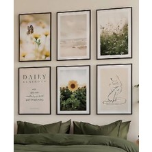 Wooden Factory Yeşil Doğa Motifli Gerçek Ahşap Çerçeveli  Tablo Seti