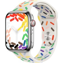 Microsonic Apple Watch Series 9 45MM Silikon Kordon V2 Pride Edition Beyaz