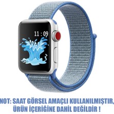 Microsonic Apple Watch Series 9 41MM Hasırlı Kordon Woven Sport Loop Mavi