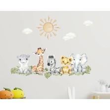 Kt Grup Renkli Yavru Hayvanlar Duvar Sticker Seti 75 x 125 cm PVC Çocuk Odası için Folyo