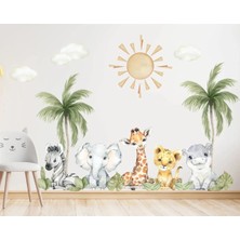 Kt Grup Yavru Hayvanlar Temalı Renkli Çocuk Odası Duvar Sticker Seti PVC 75 x 125 cm