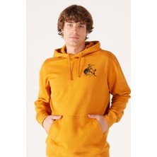 Wrangler Loose Fit Rahat Kesim %100 Pamuk Kapüşonlu İçi Polarlı Sırt Baskılı Turuncu Sweatshirt