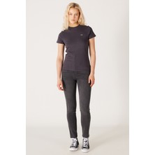 Slim Fit Dar Kesim Normal Bel Siyah Esnek Jean Kot Pantolon