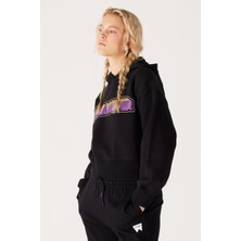 Regular Fit Normal Kesim Kapüşonlu İçi Polarlı Siyah Sweatshirt