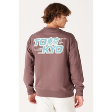 Wrangler Loose Fit Rahat Kesim Bisiklet Yaka Sırt Baskılı Şardonlu Lacivert Sweatshirt