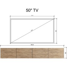 Suba Home Duvara Monte Modern Minimalist Atlantik Çam Tv Ünitesi Mdf 160 cm