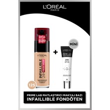 L'oréal Paris Infaillible 32h Fresh Wear C Vitaminli Fondöten - 125 Natural Beige & L'oreal Cosmetics Mini Prime Lab