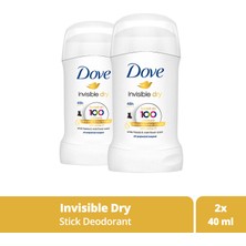 Dove Kadın Stick Deodorant Invisible Dry 1/4 Nemlendirici Krem Etkili 40 ml x2