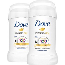 Dove Kadın Stick Deodorant Invisible Dry 1/4 Nemlendirici Krem Etkili 40 ml x2