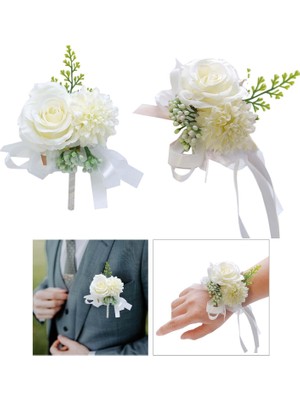 Cadia Bilek Korsage Boutonniere Düğün Çiçek Düğün Aksesuarları Dekor 15X12CM (Yurt Dışından)