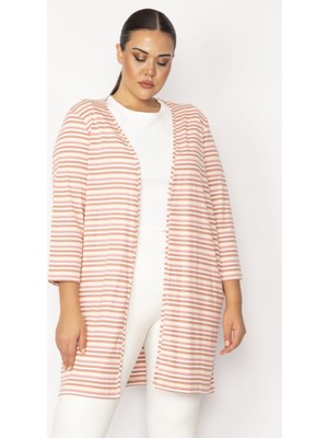 Şans Kadın Haki Çizgili Viskon Hırka 65N28700